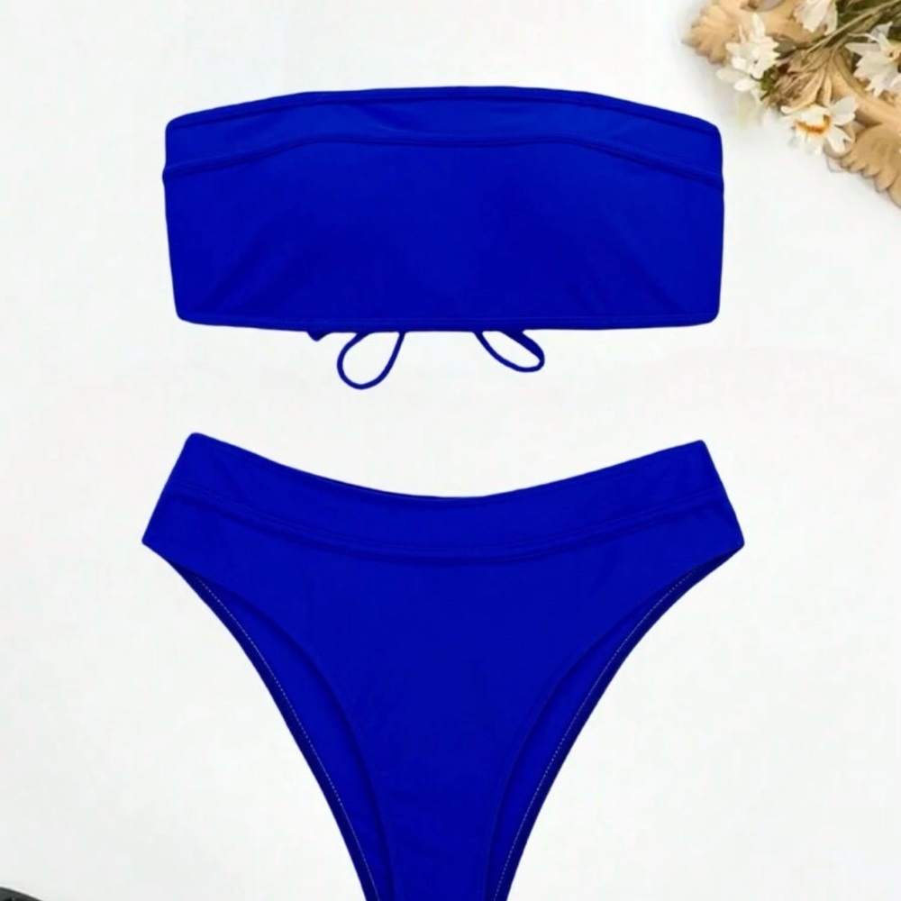 Blue Strapless Bikini Set - Picture 3 of 4